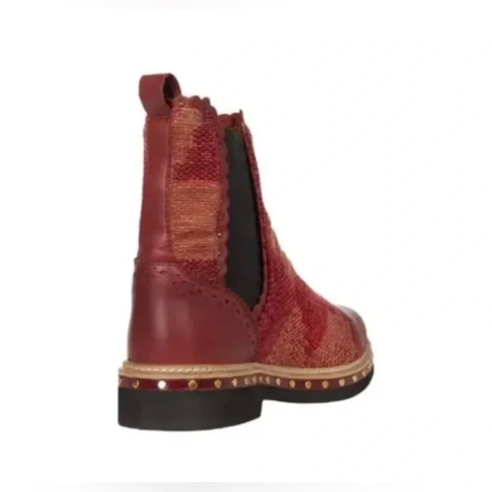 NEW Free People Textile Atlas Chelsea Boot in Burgundy Red Kilim size 6 - Picture 4 of 8
